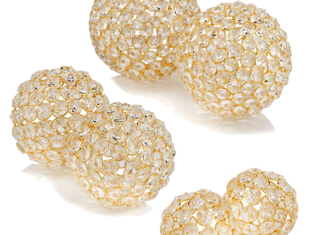 Set Of Two 5" Silver And Clear Faux Crystal Decorative Orb Sculptures