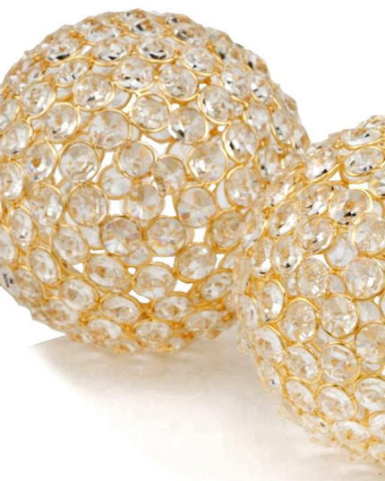 Set Of Two 5" Silver And Clear Faux Crystal Decorative Orb Sculptures