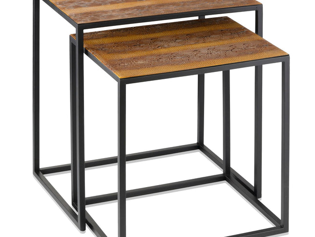 22" Black And Brown Resin End Table