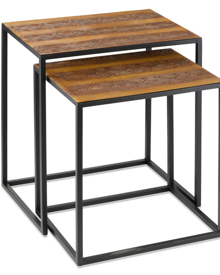 22" Black And Brown Resin End Table