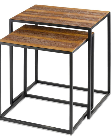 22" Black And Brown Resin End Table