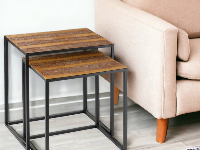 22" Black And Brown Resin End Table