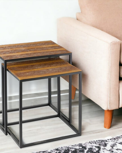 22" Black And Brown Resin End Table