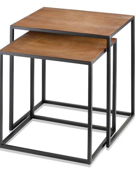 22" Black And Brown Resin End Table