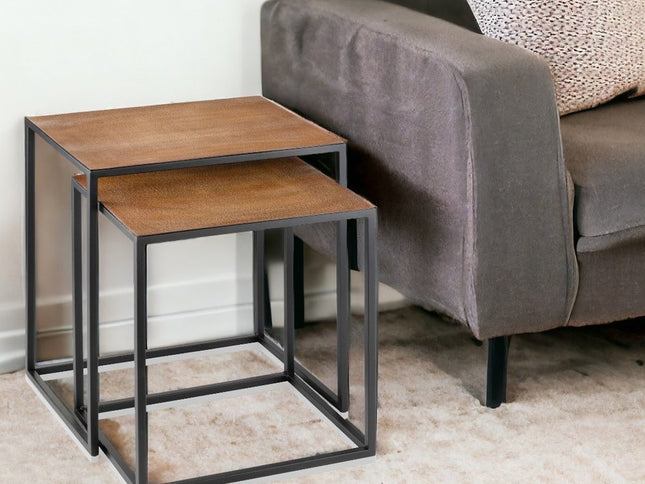 22" Black And Brown Resin End Table