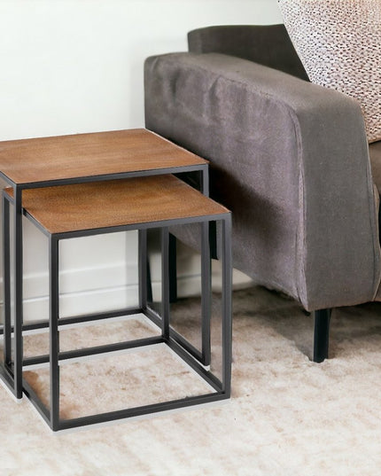 22" Black And Brown Resin End Table