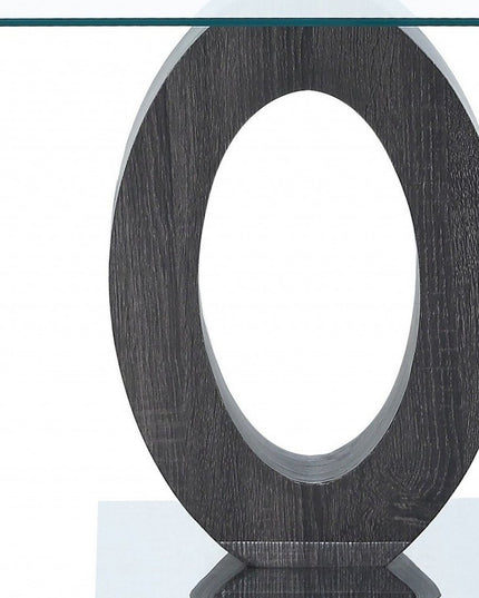 20" White, Grey And Clear Glass Oval End Table