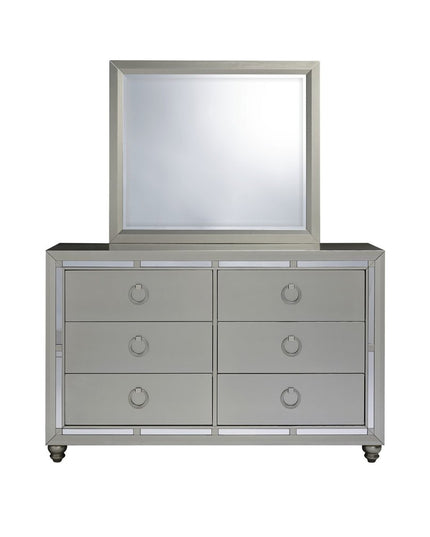 58" Silver Solid Wood Six Drawer Double Dresser