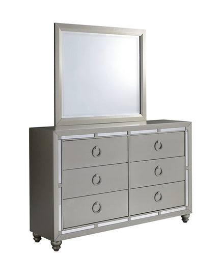 58" Silver Solid Wood Six Drawer Double Dresser