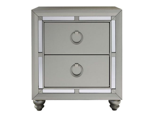 28" Solid and Manufactured Wood And Mirrored Glass Nightstand