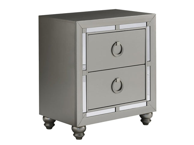 28" Solid and Manufactured Wood And Mirrored Glass Nightstand