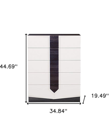 White And Grey Chest With 5 Drawer