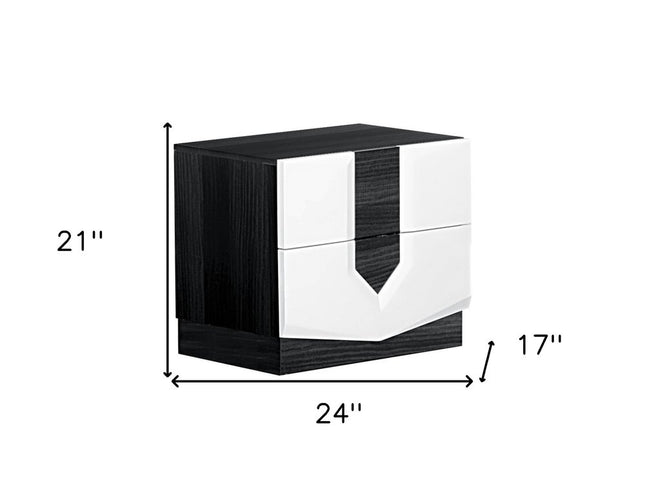 21" Gray Wood Two Drawer Nightstand