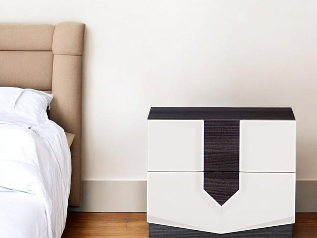 21" Gray Wood Two Drawer Nightstand