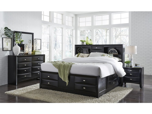25" Black Wood Three Drawer Nightstand