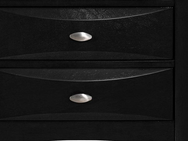 25" Black Wood Three Drawer Nightstand