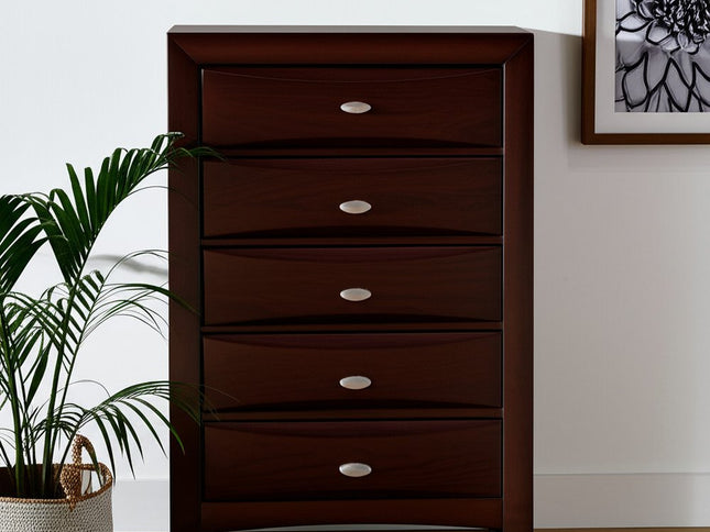 New Merlot Chest With 5 Chambared Drawer