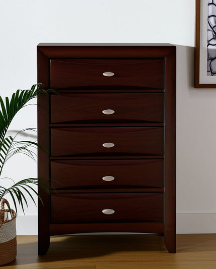 New Merlot Chest With 5 Chambared Drawer