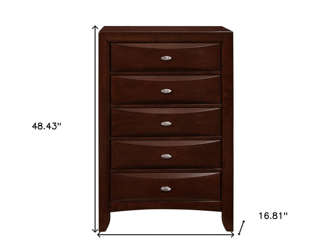New Merlot Chest With 5 Chambared Drawer