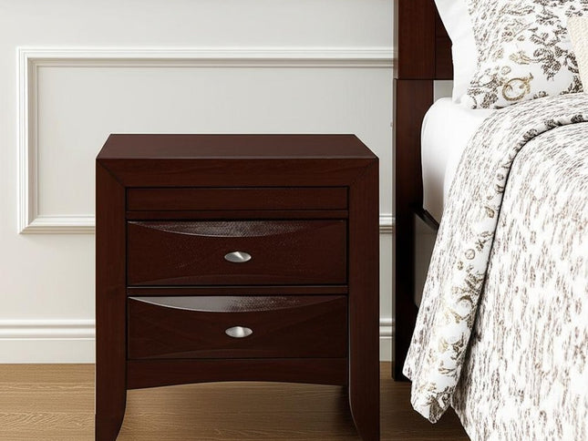 25" Merlot Wood Three Drawer Nightstand