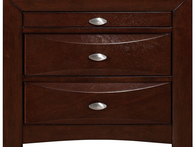 25" Merlot Wood Three Drawer Nightstand