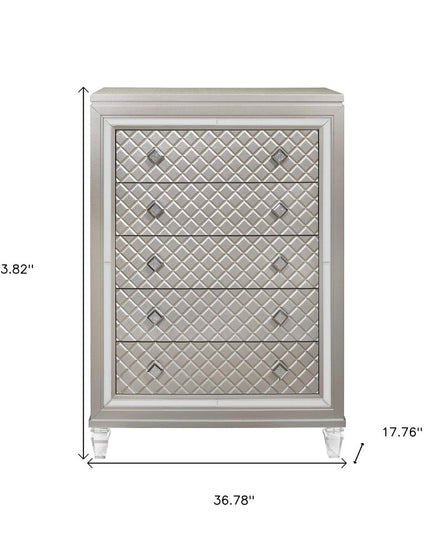 Champagne Toned Chest With Tapered Acrylic Legs And 5 Drawers