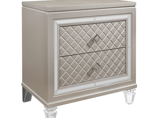 26" Solid and Manufactured Wood And Mirrored Glass Nightstand