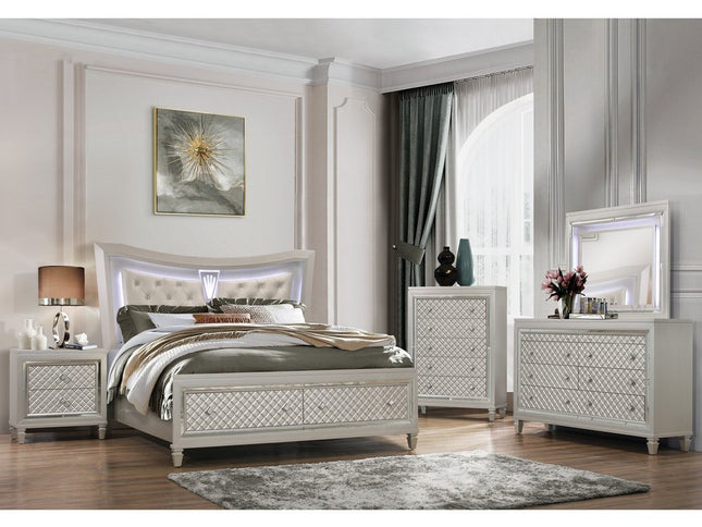 26" Solid and Manufactured Wood And Mirrored Glass Nightstand