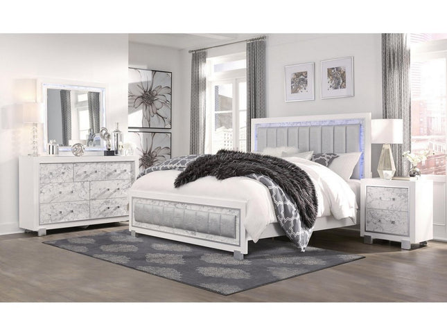 29" White Wood Two Drawer Nightstand