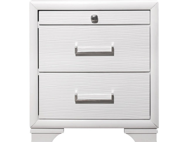 27" White Wood Two Drawer Nightstand