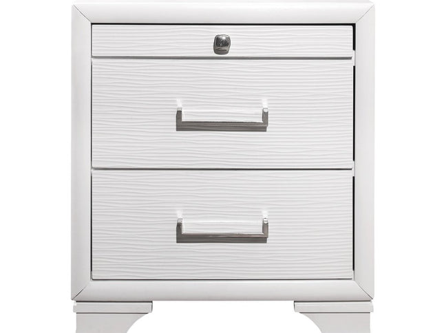27" White Wood Two Drawer Nightstand