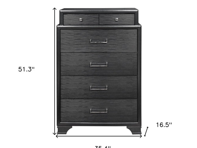 59" Gray Solid Wood Nine Drawer Double Dresser