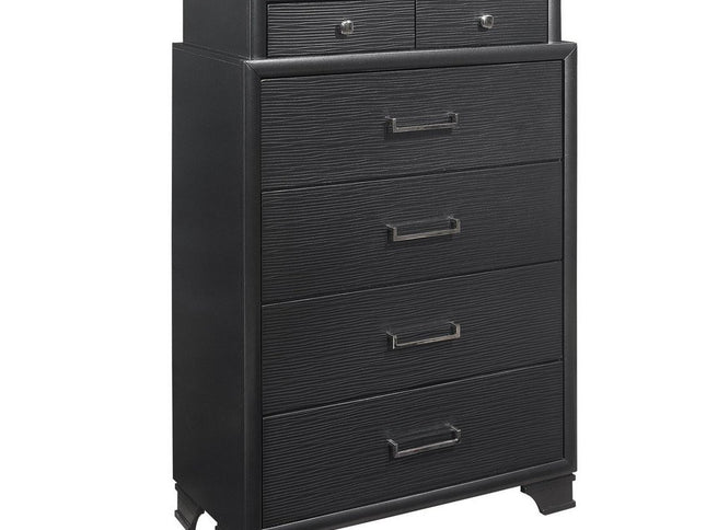 59" Gray Solid Wood Nine Drawer Double Dresser