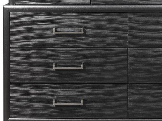 59" Gray Solid Wood Nine Drawer Double Dresser