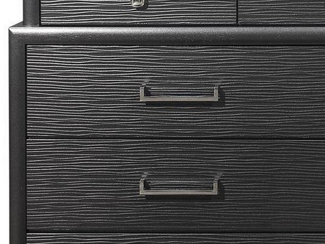 59" Gray Solid Wood Nine Drawer Double Dresser