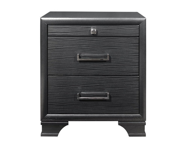 27" Gray Wood Two Drawer Nightstand