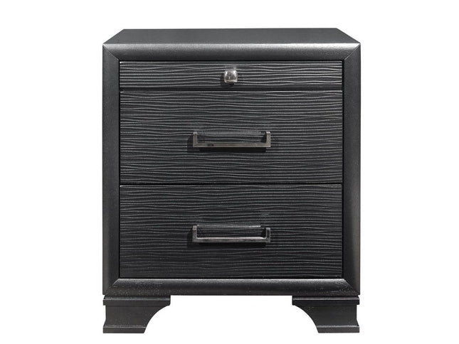 27" Gray Wood Two Drawer Nightstand