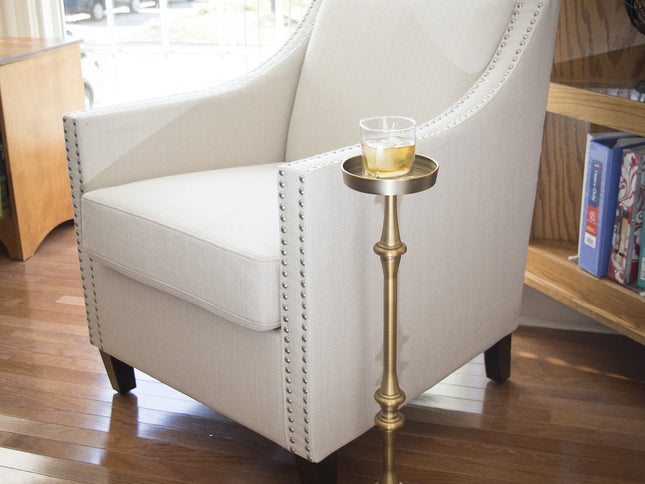 26" Brushed Gold Drink Size Round End Table