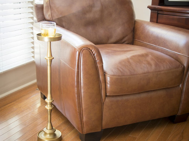 26" Brushed Gold Drink Size Round End Table