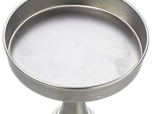 Brushed Silver Finish Drink Size Accent Table