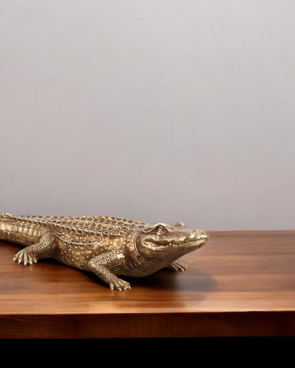 Golden Crocodile Brass Finish Sculpture