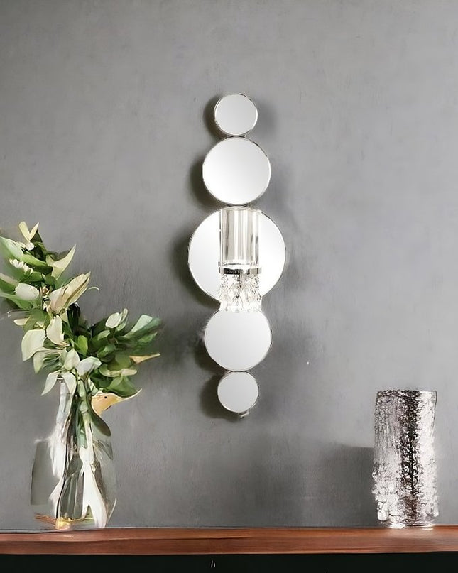 Silver and Clear Modern Bling Mirrored Wall Sconce