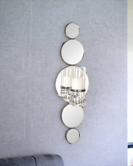 Silver and Clear Modern Bling Mirrored Wall Sconce