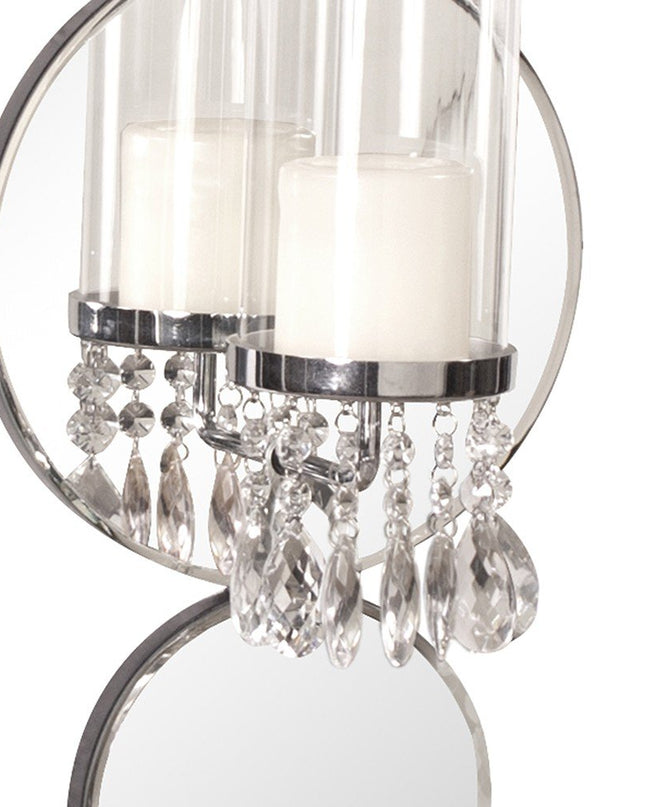 Silver and Clear Modern Bling Mirrored Wall Sconce