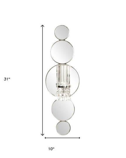 Silver and Clear Modern Bling Mirrored Wall Sconce