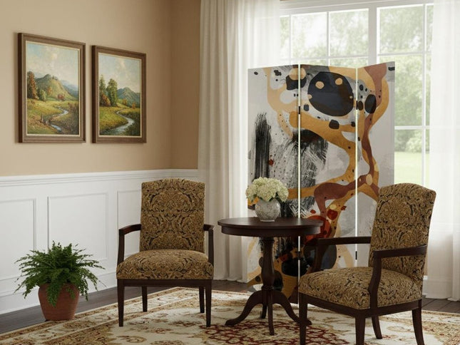 Contemporary Abstract Art  Three Panel Room Divider Screen