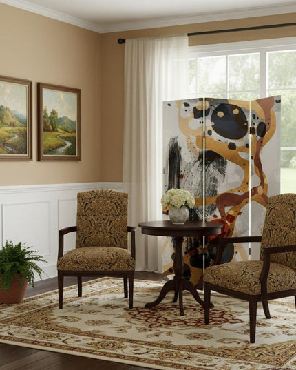 Contemporary Abstract Art  Three Panel Room Divider Screen