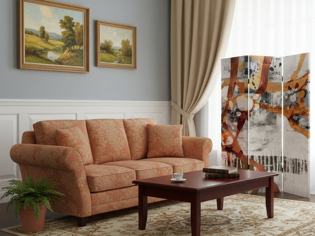 Contemporary Abstract Art  Three Panel Room Divider Screen