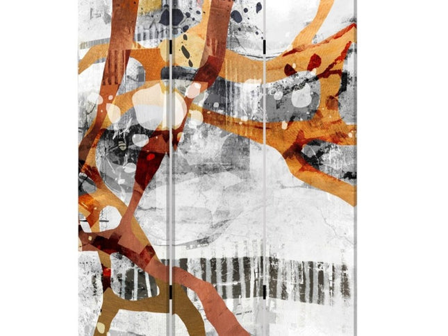 72" Black And White Canvas Folding Three Panel Screen Room Divider