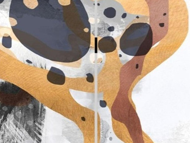 72" Black And White Canvas Folding Three Panel Screen Room Divider